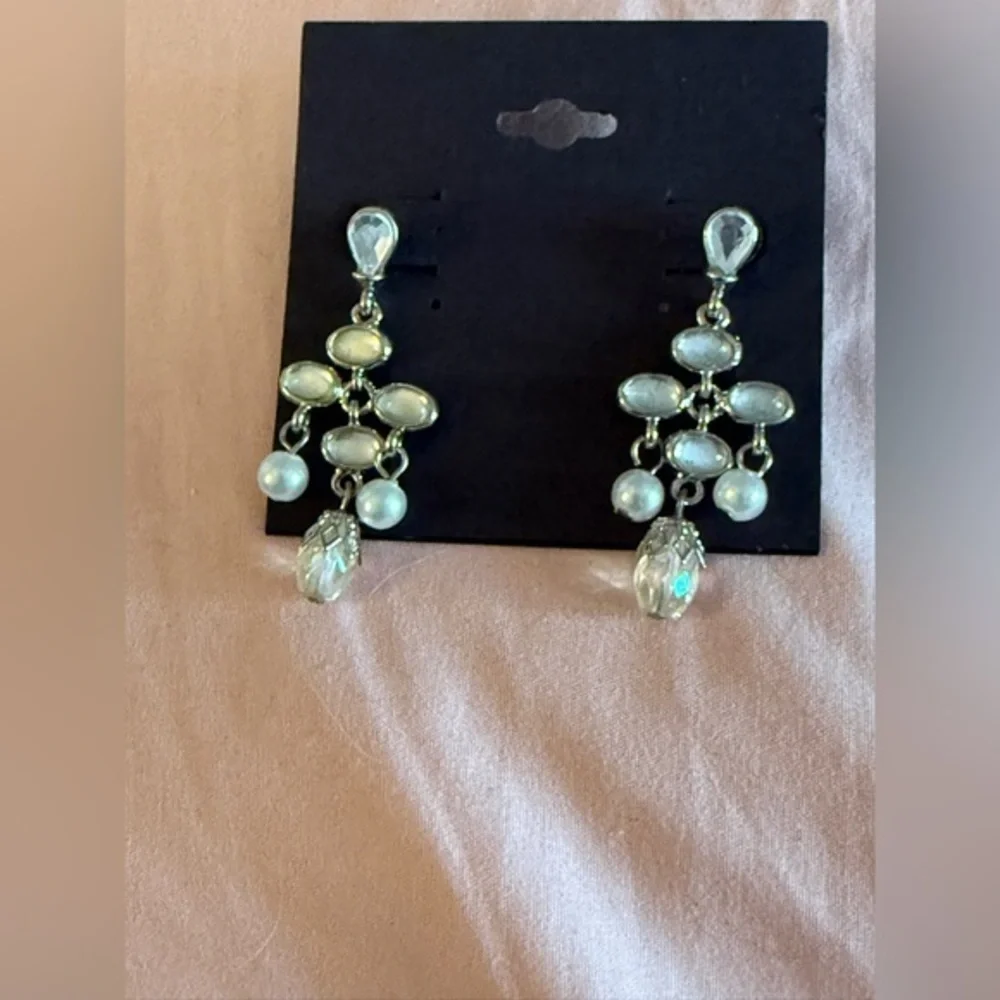 Silver and Pearl Drop Earrings NWT
